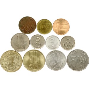 Romania 1 Ban - 5000 Lei 1963-2010 Lot of 11 coins
