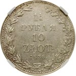 Russian-Polish 1.5 Roubles - 10 Zlotych 1836 MW NGC AU DETAILS