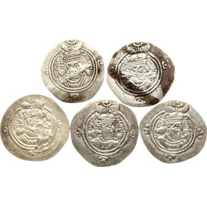 Drachme de l'Empire Sasanien ND (590-628) Lot de 5 pièces