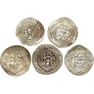 Drachme de l'Empire Sasanien ND (590-628) Lot de 5 pièces