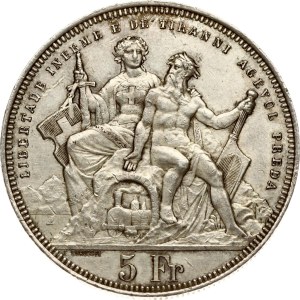 Suisse 5 Francs 1883 Festival de tir de Lugano