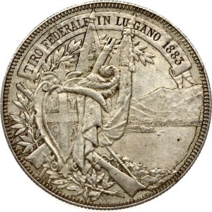 Suisse 5 Francs 1883 Festival de tir de Lugano