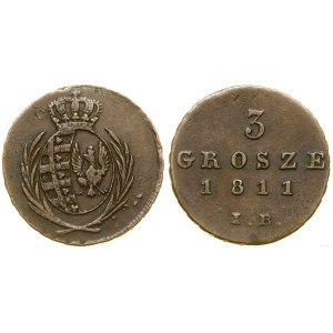 Poland, 3 pennies, 1811 IB, Warsaw