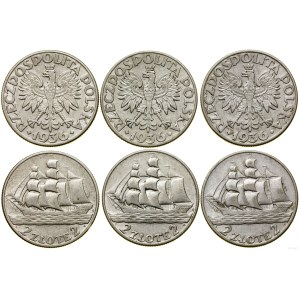 Poľsko, sada: 3 x 2 zlaté, 1936, Varšava