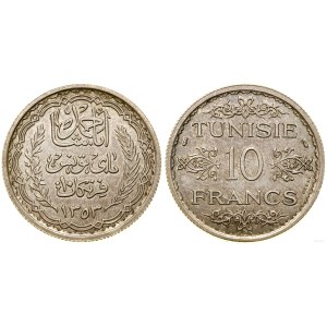 Tunisia, 10 franchi, AH 1353 (1935), Parigi