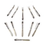 Set of silver 11 fish cutlery, Russia 19th century.