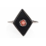 Silver ring with coral, design: Karo, Spółdzilnia "Szkło" Sopot