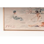 FRANCESCO GALANTE (Margherita di Savoia, 1884 - Napoli, 1972) Beach with swimmers