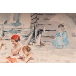 FRANCESCO GALANTE (Margherita di Savoia, 1884 - Napoli, 1972) Beach with swimmers