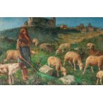 Shepherdess with flock late 19th century early 20th century