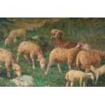 Shepherdess with flock late 19th century early 20th century