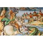 Saint George and the Dragon, polychrome ceramic plate