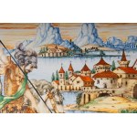 Saint George and the Dragon, polychrome ceramic plate