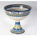 Polychrome ceramic advertising cup