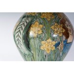 Two-handled vase in polychrome ceramic early 20th century