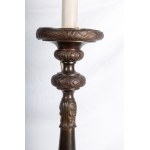 Wooden candlestick covered in metal first half of the 20th century