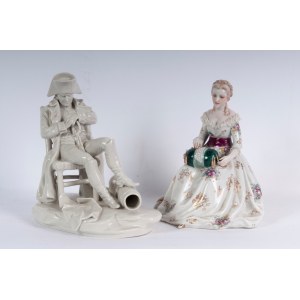 Lot of two polychrome porcelain figures: mid-20th century