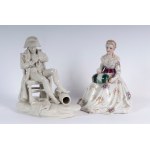 Lot of two polychrome porcelain figures: mid-20th century