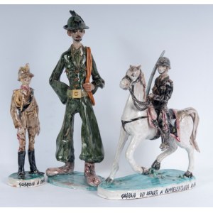 Lot of three polychrome ceramics mid-20th century