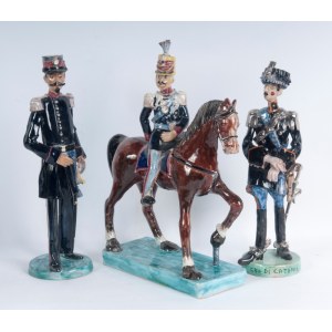 Lot of three polychrome ceramics second half of the 20th century