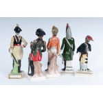 Lot of five polychrome porcelains mid-20th century