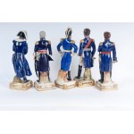 Lot of five polychrome porcelains mid-20th century