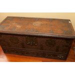 Wooden and leather trunk early 20th century