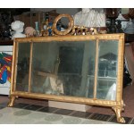 Three-panel mirrored gilded wooden mantelpiece late 18th, early 19th century