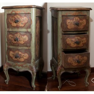 Pair of three-drawer bedside tables early 20th century