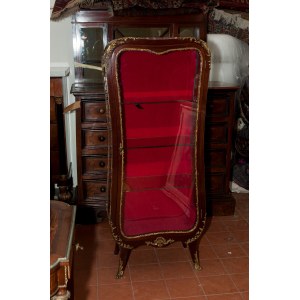 Rectangular single-door display cabinet with three glass shelves first half of the 20th century