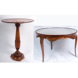 Lot of two round tables first half of the 20th century