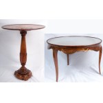 Lot of two round tables first half of the 20th century