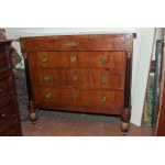 Rectangular veneered chest of drawers with four drawers Tuscany, early 20th century