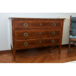 Three-drawer walnut chest of drawers 19th century
