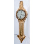 Golden wooden barometer with thermometer early 20th century