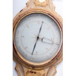 Golden wooden barometer with thermometer early 20th century