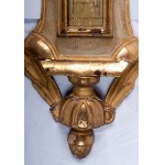 Golden wooden barometer with thermometer early 20th century