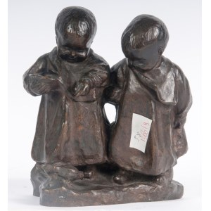 ARISTIDE PETRILLI (1868 - 1907) Couple of children, bronze sculpture