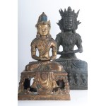 Lot of three Buddhas and a Guanyin Indochinese art 18th/19th century