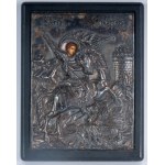 Saint George and the Dragon, silver icon late 20th century
