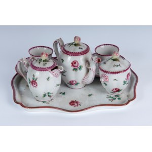 White porcelain coffee tea set with floral decoration