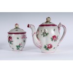 White porcelain coffee tea set with floral decoration