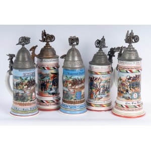 Reservist's mug, lot of five first quarter of the 20th century