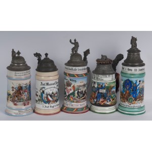 Reservist mug, lot of five first quarter of the 20th century