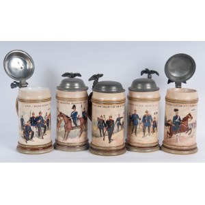 Reservist's Stein, lot of five first quarter of the 20th century