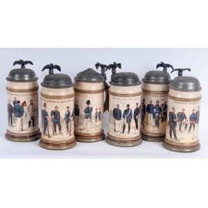 Reservist's Stein, lot of six first quarter of the 20th century