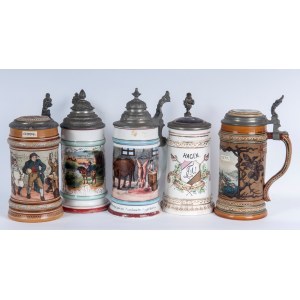 Reservist's mug, lot of five late 19th - early 20th century