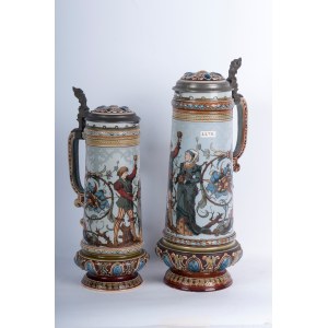 Lot of two beer mugs (Mettlach) late 19th century early 20th century