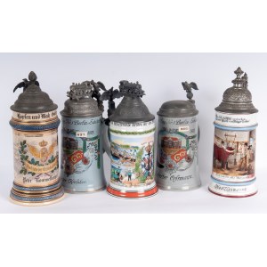 Reservist's mug, lot of five first quarter of the 20th century