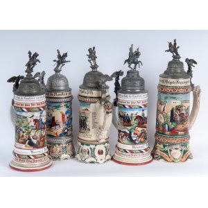 Reservist's mug, lot of five first half of the 20th century